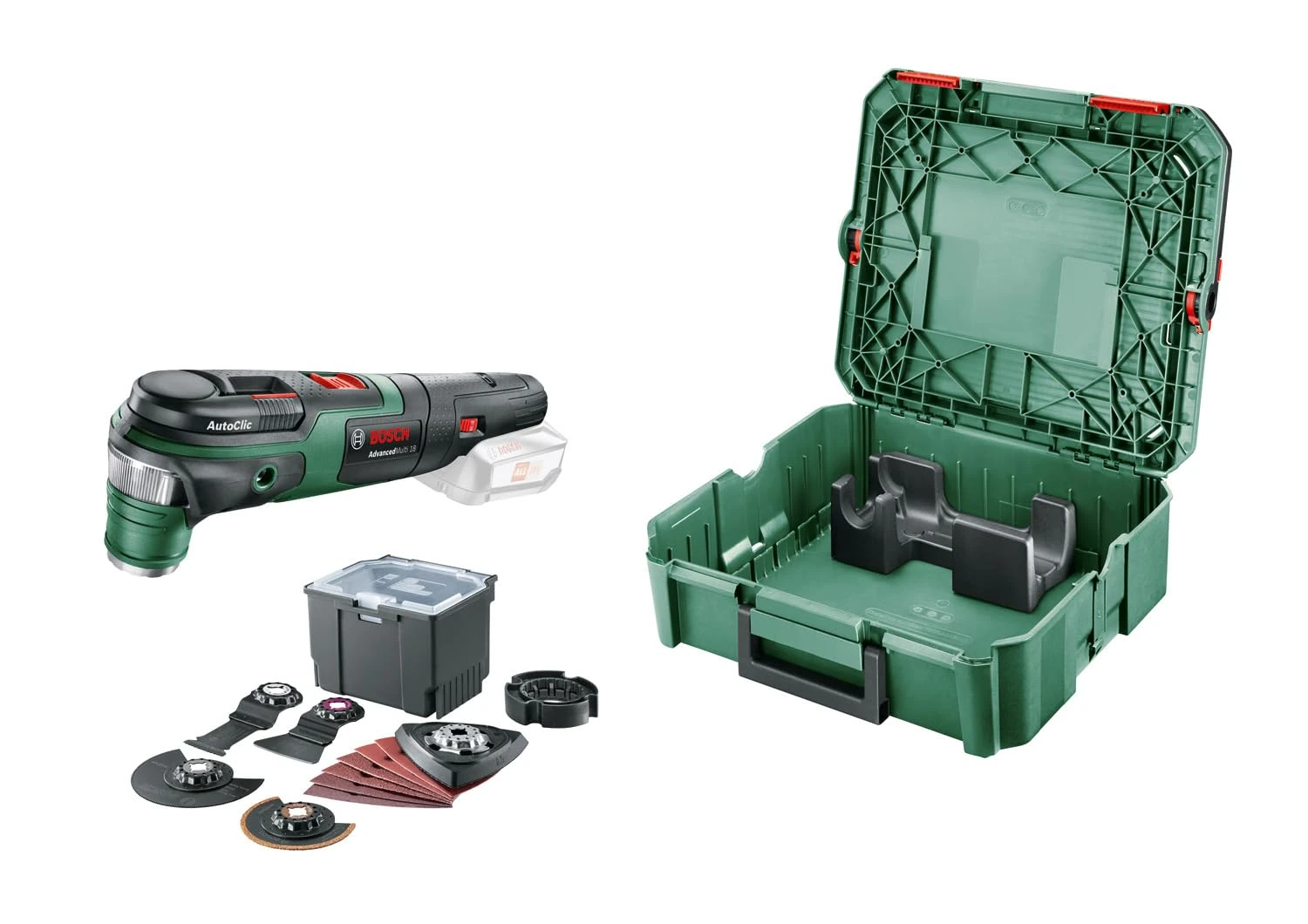 Bosch Home and Garden Multi Tool AdvancedMulti 18 (Without Battery, 18 Volt System, Universal Accessory Set, in SystemBox|Size S) - Amazon Edition