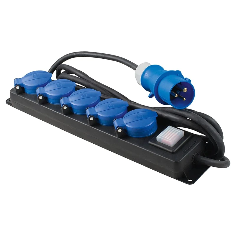 as - Schwabe CEE 5 Way Power Strip with 3 Pin Switch CEE Power Strip with 4.5 m Cable 230 V/16 A with Switch and Safety Cover for Indoor and Outdoor IP44