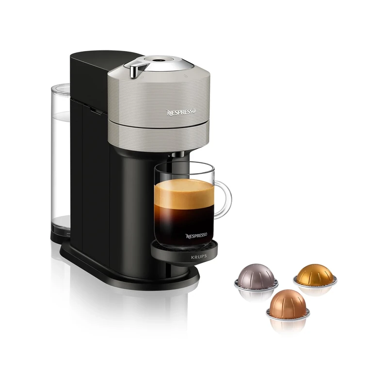 Nespresso Vertuo Next Automatic Pod coffee machine for Americano, Decaf, Espresso by Krups in Grey