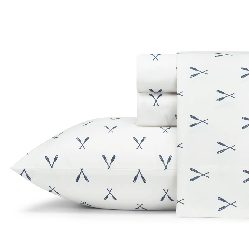 Eddie Bauer - Twin XL Sheets, Cotton Percale Bedding Set, Crisp & Cool Home Decor (Eddies Oar, Twin XL)