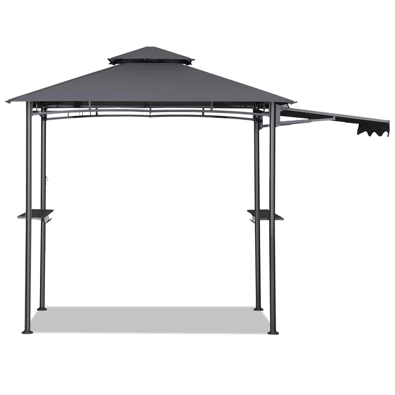Sekey Barbecue Gazebo Waterproof 2.45 x 1.50 m Garden Gazebo with Awning, Sun Protection, UV Protection 50+, Grey