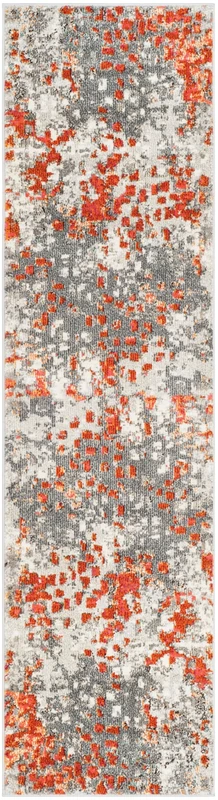 Safavieh Boho Rug for Living Room, Dining Room, Bedroom - Monaco Collection, Short Pile, in Grey and Orange, 66 x 244 cm