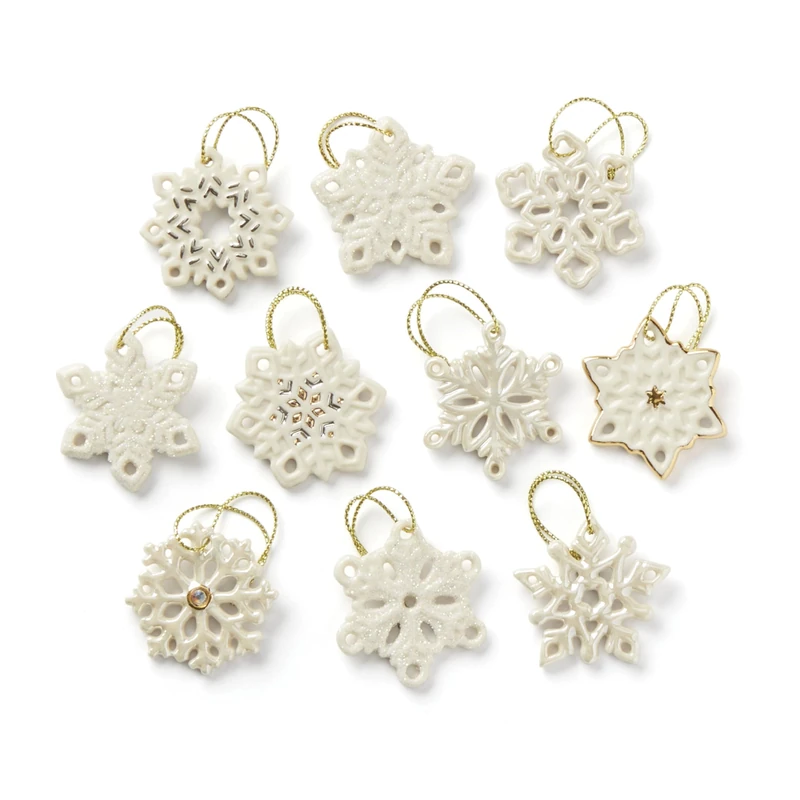 Lenox 890425 Snowflake 10-Piece Ornament Set, Christmas