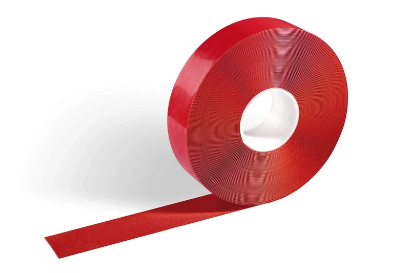Durable DURALINE Floor Marking Tape - Self-Adhesive & Anti-Slip - 30 Metre Roll - Perfect for Marking Safety Hazards in Warehouses & Logistic Centres - Red