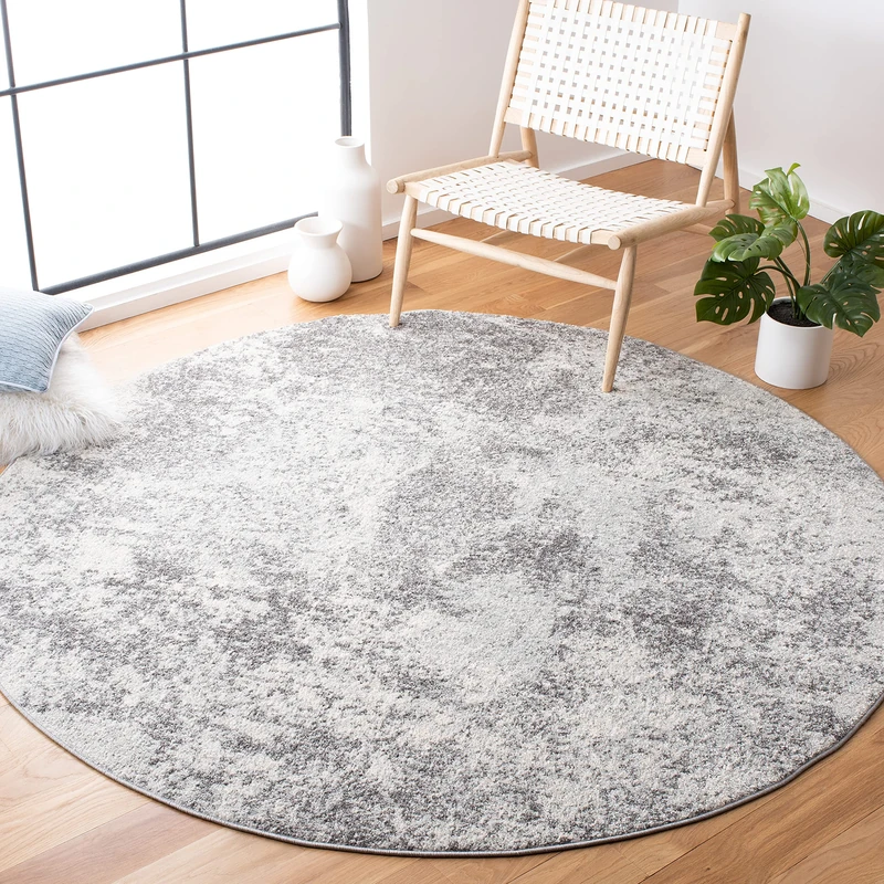 Safavieh Boho Rug for Living Room, Dining Room, Bedroom - Tulum Collection, Short Pile, in Ivory and Grey, 200 x 200 cm - Image 1