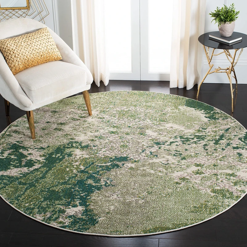 Safavieh Contemporary Rug for Living Room, Dining Room, Bedroom - Madison Collection, Short Pile, in Green and Ivory, 201 x 201 cm