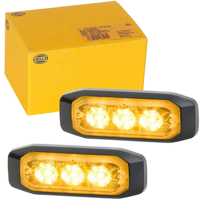 HELLA 2XD 014 563-201 LED-Strobe-type Beacon - BST-Slim - 12/24V - Yellow - mounting/Screw Connection - Cable: 250mm - Plug: open cable ends - Kit