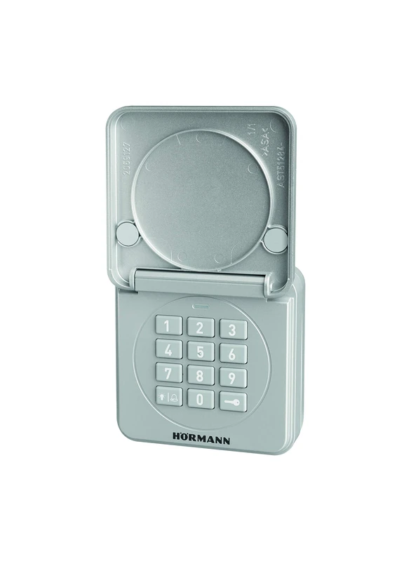 Hörmann Wireless Code Button FCT 10-1 BS (868 MHz, for up to 10 gate Operators, Illuminated Keyboard, hinged Cover, Colour RAL 9006) 4511861, Gray, info@hoermann.de