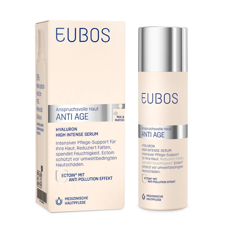 Eubos, Hyaluronic Anti-Age High Intense Serum, 30 ml, to Reduce Wrinkle Depth and Regeneration, for All Skin Types