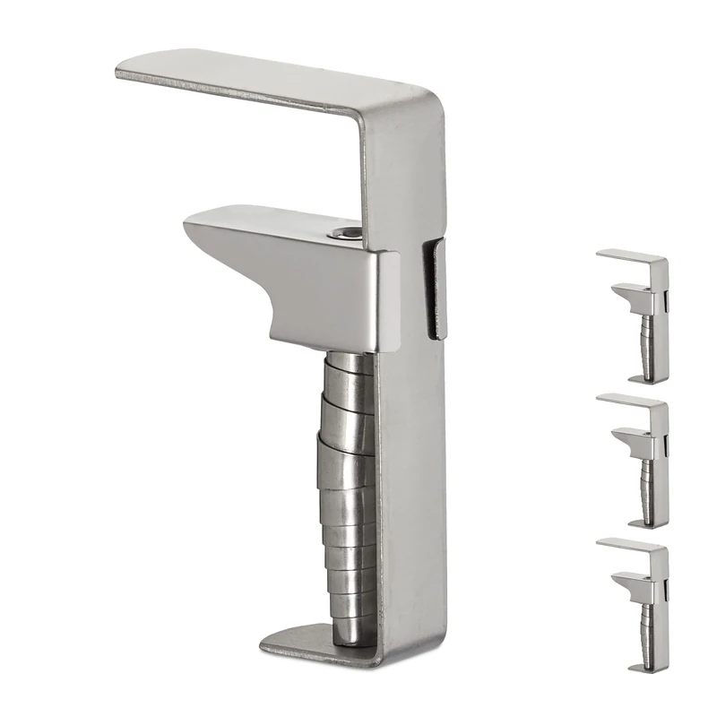 Relaxdays Set of 4 table clips, adjustable tablecloth clips for thick tables, stainless steel, up to 5.4 cm thickness, silver