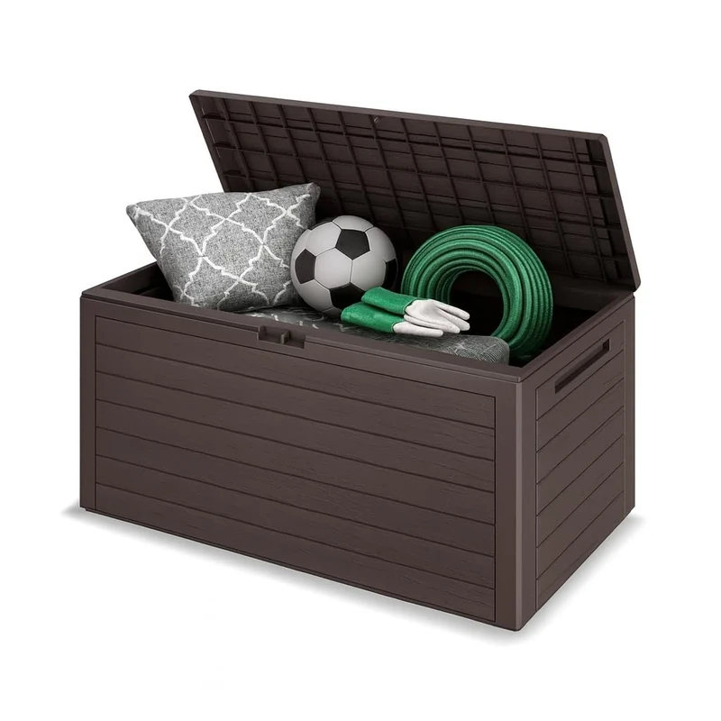 CASARIA® Waterproof Garden Outdoor Storage Box 280L | Plastic Storage Box with Lid | Parcel Box, Tool Box, Shoe Storage | Outdoor Toy Storage, Cushion, Garden Furniture Chest | Brown