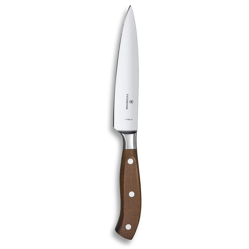 Victorinox Grand Maître Carving Knife, Extra Sharp Blade, Straight Edge, 15 cm, Noble Wooden Handle, Stainless Steel, Brown