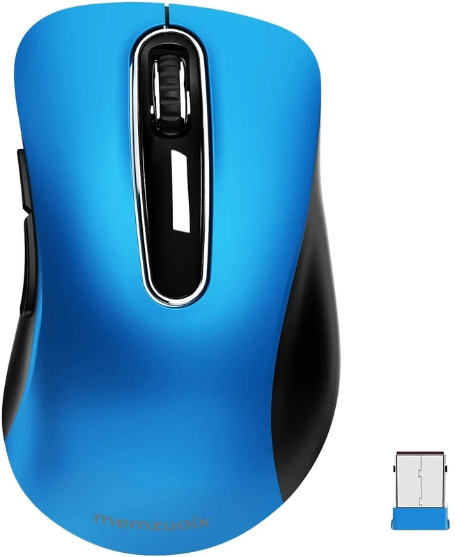 memzuoix 2.4G Wireless Mouse, 1400 DPI Mobile Optical Cordless with USB Receiver, Portable Computer Mice Wireless for Laptop, PC, Desktop, MacBook, 5 Buttons (Blue)