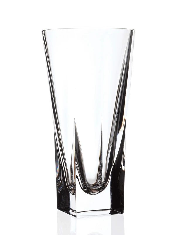 Barski Vase - Square Bottom - Round Opening Glass Vase - for Flowers - Roses - Crystal Glass - 12" H Made in Europe