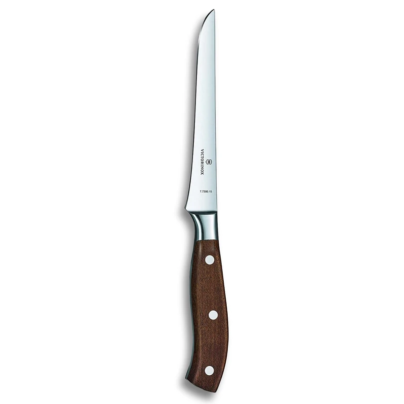 Victorinox Grand Maître Boning Knife, Extra Sharp Blade, Straight Edge, 15 cm, Noble Wooden Handle, Stainless Steel, Brown