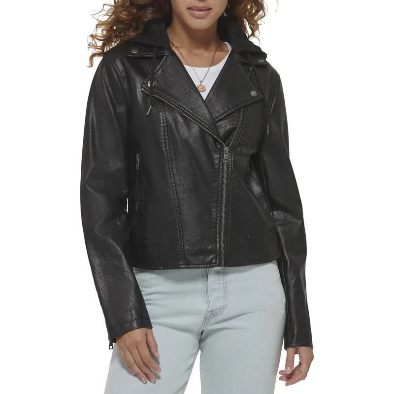 Levi's Women's Classic Faux Leather Motorcycle Jacket (Regular & Plus Size), Black, XS