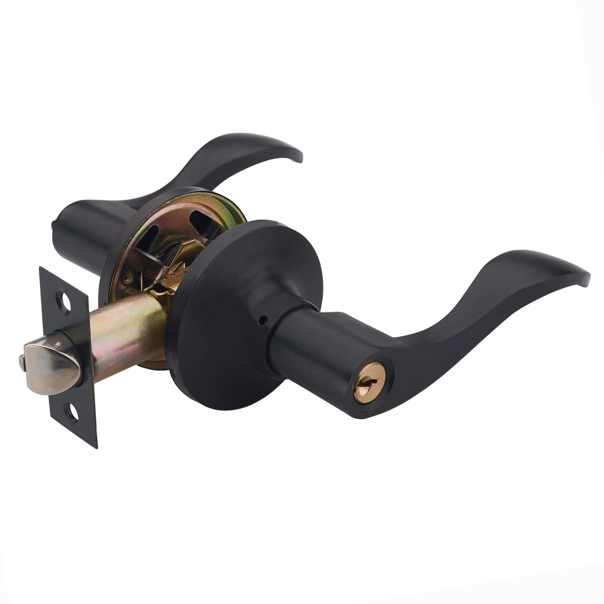 HENYIN Wave Lever Keyed Entry Door Lock/Door Knob Hardware Wave Handle and Closet Lockset(805ORB-R)