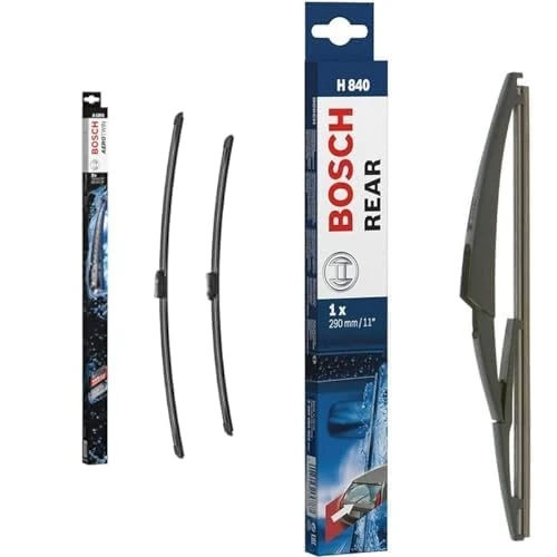 Bosch Wiper Blade Aerotwin A120S, Length: 750mm/650mm – set of front wiper blades + Bosch Wiper Blade Rear H840, Length: 290mm – rear wiper blade