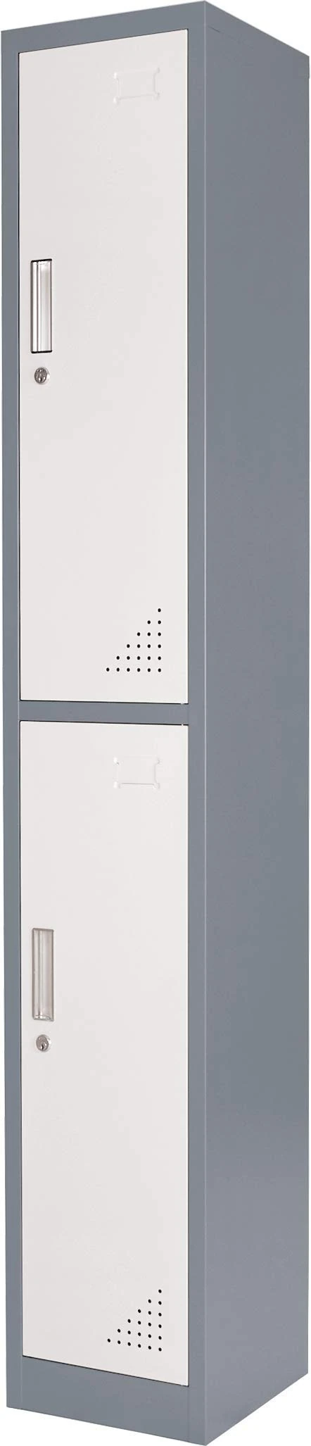The Workplace Depot Metal Locker with 2 Lockable Doors – Reinforced Steel, Ventilated, Powder-Coated Finish – Ideal for Workplaces, Schools & Changing Rooms – 1800 x 300 x 300mm(2 Door, Grey)