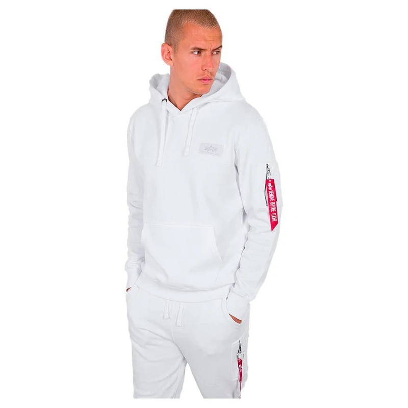 Alpha Industries Back Print Hoody Camo Hooded Sweat for Men White/Black