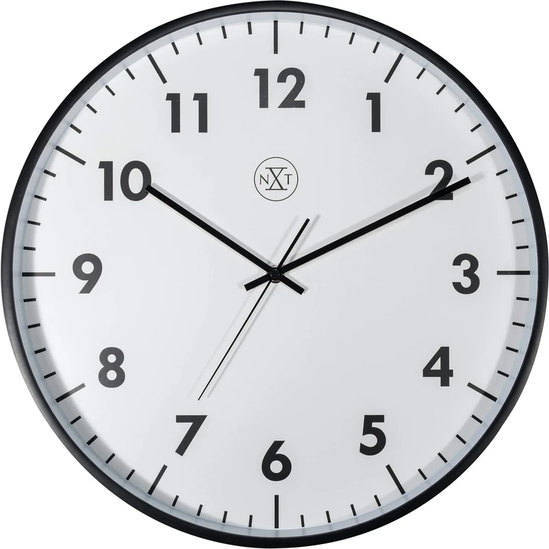 NeXtime Wall Clocks, Metal, Plastic, Black, Diameter 40 cm