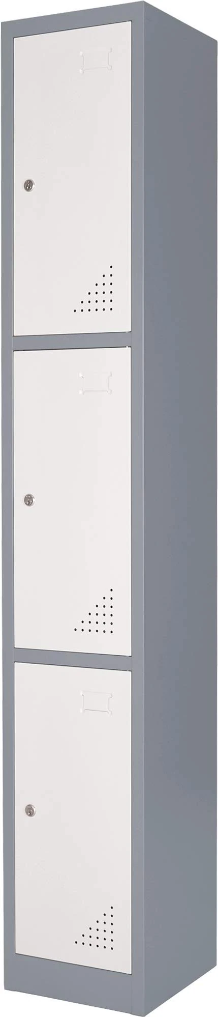 The Workplace Depot 3-Door Heavy Duty Steel Locker – Robust 1800x300x300mm Unit with Cam-Lock Mechanism for Office and Warehouse Use (3 Door, Grey)