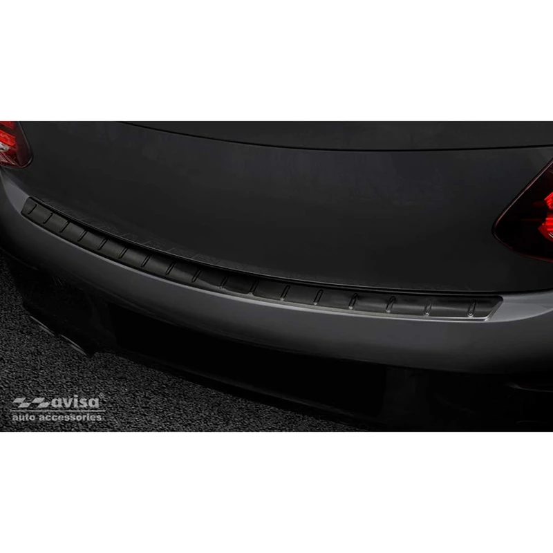 Avisa Black Stainless Steel Rear bumper protector compatible with Mercedes C-Class C205 Coupe AMG 2015-2021 'Ribs'