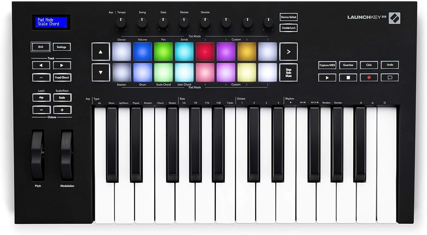 Novation Launchkey 25 [MK3] MIDI Keyboard Controller — Seamless Ableton Live Integration. Chord Mode, Scale Mode, and Arpeggiator. All the software you need for Music Production.