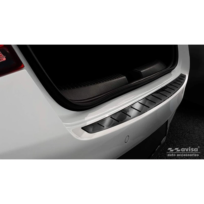 Avisa Black Stainless Steel Rear bumper protector compatible with Mercedes CLA II (C118) 2019- 'Ribs'
