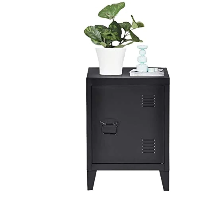 MEUBLE COSY Bedside Tables Nightstand Storage Cabinet with 1 Door and 2 Shelves