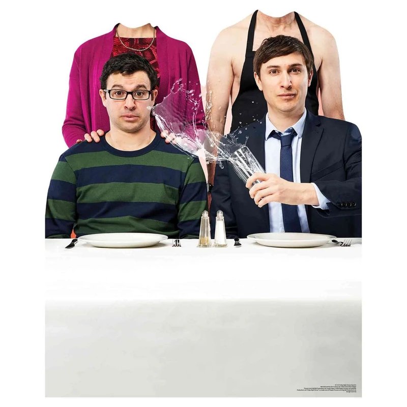 Star Cutouts SC1572 Friday Night Dinner Stand-In Jonny, Adam, Martin & Jackie Lifesize Cardboard Cutout – Hilarious Photo Prop for Parties & Fans - Image 1