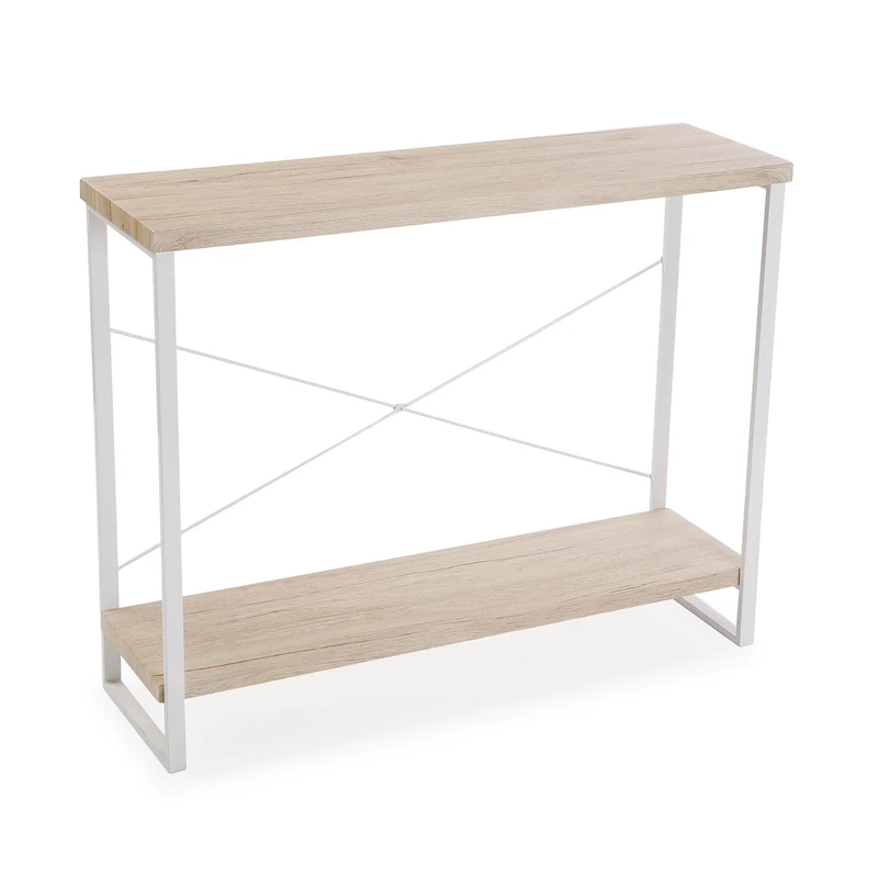 Versa Taline Narrow Entryway Furniture or Hallway, Console Table, Dimensions (H x L x W) 80 x 30 x 100 cm, Wood and Metal, White