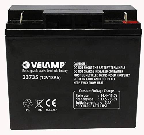 Rechargeable Lead Acid Battery, Faston Connectors, 12V, 18Ah. for UPS, Alarm Systems, and Hobbies. - Image 1