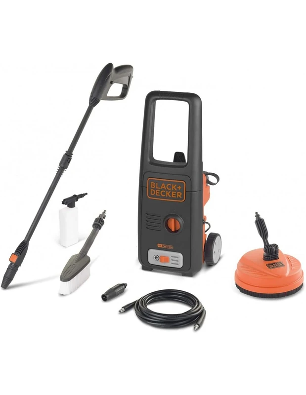 BLACK+DECKER BXPW1500PE Pressure Washer with Patio Cleaner and Fixed Brush (1500 W, 120 Bar, 390 L/H)