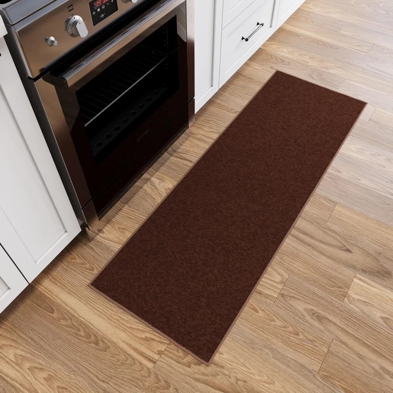 Ottomanson Ottohome Collection Rubberback Solid Design Runner Rug, 50 cm x 150 cm, Brown - Image 1