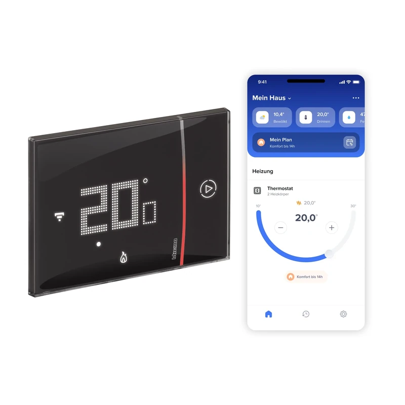 Bticino Smart WiFi Thermostat Smarther2 with Netatmo XG8002, Built-in, Black - professional version