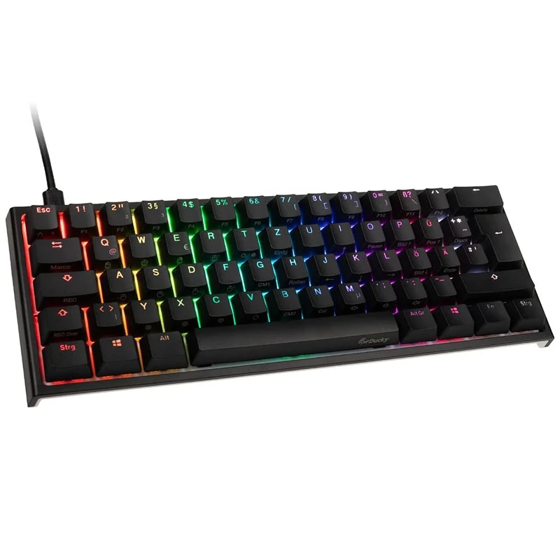 Ducky One 2 Mini Mechanical Gaming Keyboard RGB PC Keyboard with Cherry MX Red Switches, 60% Backlit PBT Double Action Keyboard Keys (Black)