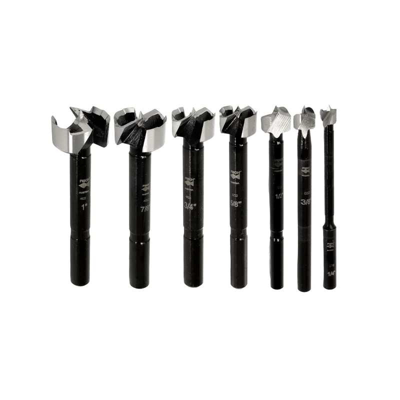 Fisch FSA-367192 7 Piece Black Shark Forstner Drill Bit Set Blister Pack Includes Bits from 1/4-inch up to 1-inch Diameter, Forged Steel, Made in Austria