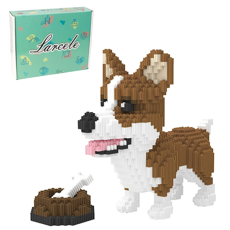 Larcele 4819 Pieces Dog Micro Building Blocks Animal Mini Building Toy Bricks KLJM-02 (Corgi Dog)