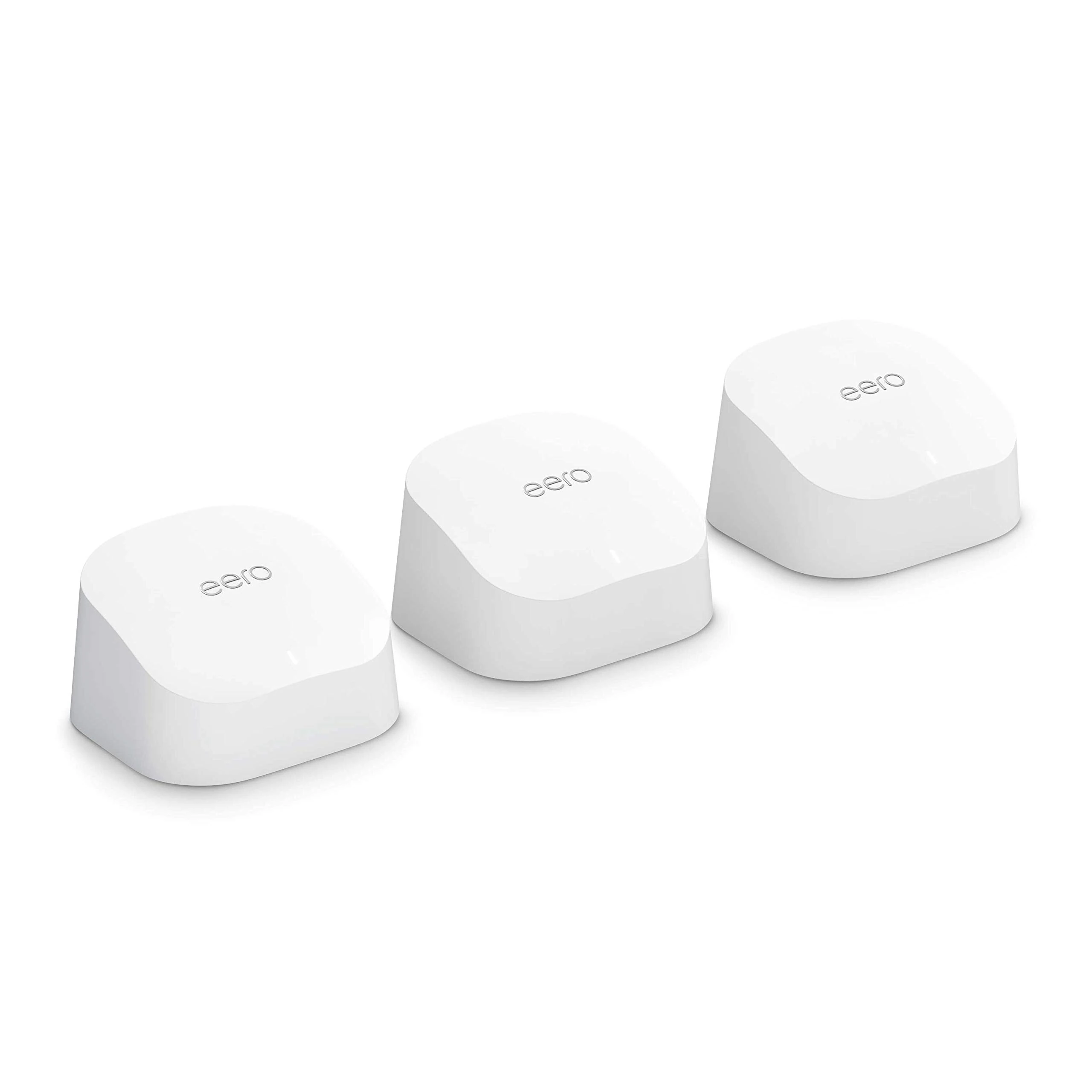 Amazon eero 6 mesh Wi-Fi router | 500 Mbps Ethernet | Coverage up to 420 m² | Connect 75+ devices | 3-Pack