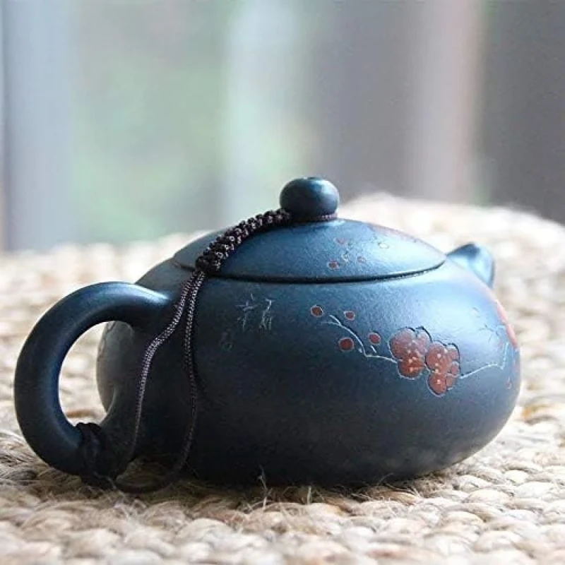 Yixing teapot in Blue Clay Decorated with Floral Motifs • Integrated Filter • Capacity 200 ml • TEA SOUL