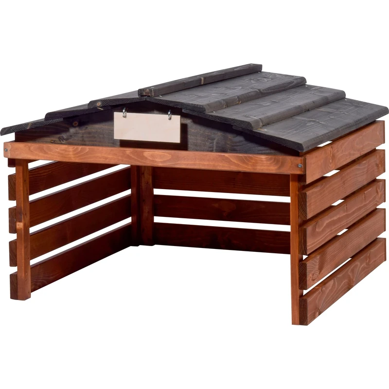 dobar® Robot Lawnmower Garage Made of Wood with Removable Roof, Lawn Robot Shelter with Customisable Sign, 78.5 x 74 x 52.5 cm, Brown/Black