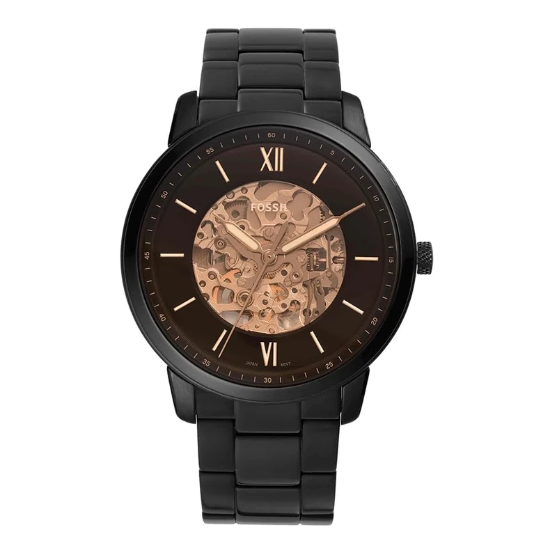 Fossil Watch for Men Neutra Automatic, Automatic Movement, 44 mm Black Stainless Steel Case with a Stainless Steel Strap, ME3183