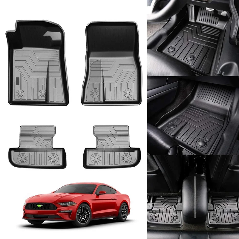 KUST 3D Car Floor Mats for Ford Mustang 2015 2016 2017 2018 2019 2020 2 Row Liner Set All Weather Durable Odorless TPE Floor Carpet Liner
