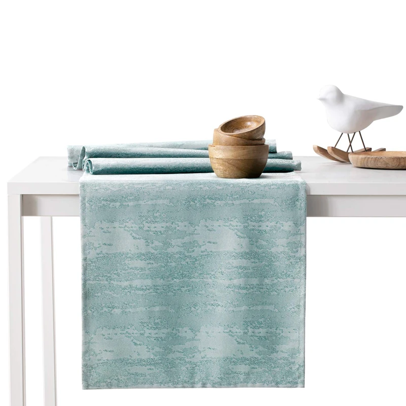 AmeliaHome Table Runner Set 35 x 180 cm and 115 x 180 cm Lotus Effect Water-Repellent Snakeskin Pattern Mint Vesta