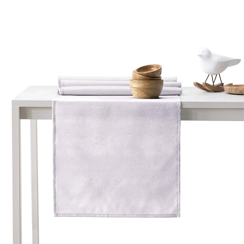 AmeliaHome Table Runner Set 35 x 300 cm and 115 x 300 cm Lotus Effect Water-Repellent Snakeskin Pattern Lilac Vesta