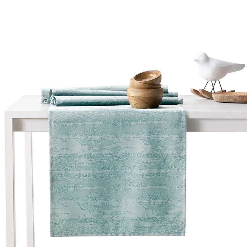 AmeliaHome Table Runner Set 35 x 250 cm and 115 x 250 cm Lotus Effect Water-Repellent Snakeskin Pattern Mint Vesta
