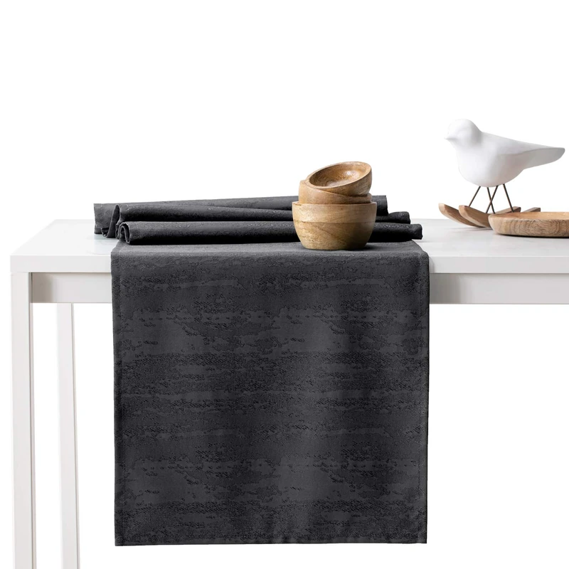 AmeliaHome Table Runner Set 35 x 250 cm and 115 x 250 cm Lotus Effect Water-Repellent Snakeskin Pattern Anthracite Vesta
