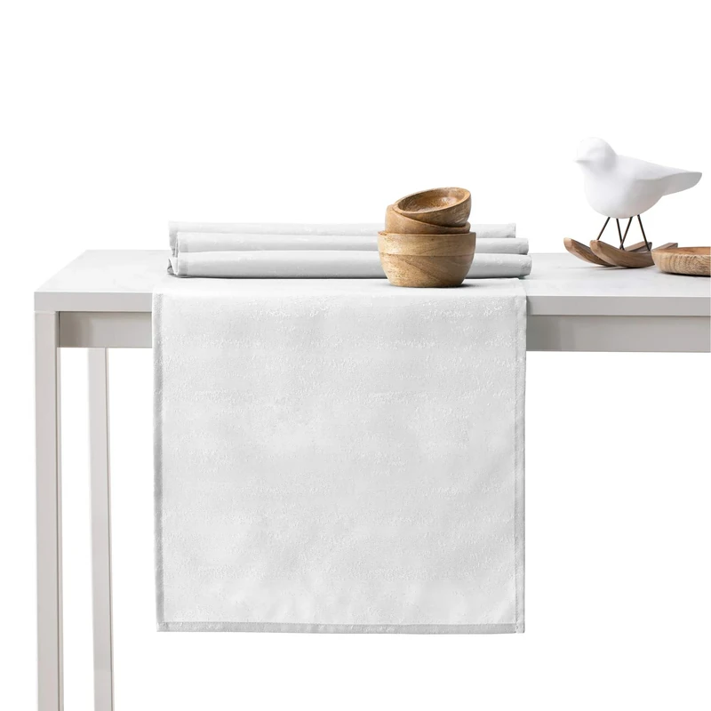 AmeliaHome Table Runner Set 35 x 180 cm and 115 x 180 cm Lotus Effect Water-Repellent Snakeskin Pattern White Vesta