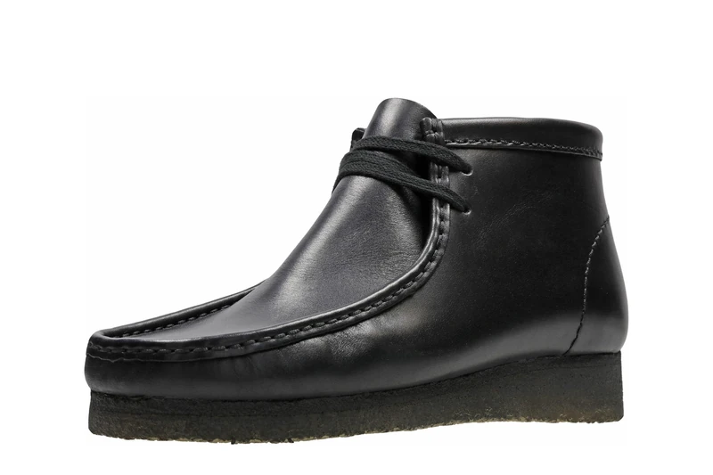 Clarks Men's Wallabee Boot Chukka, Black Leather, 7 UK